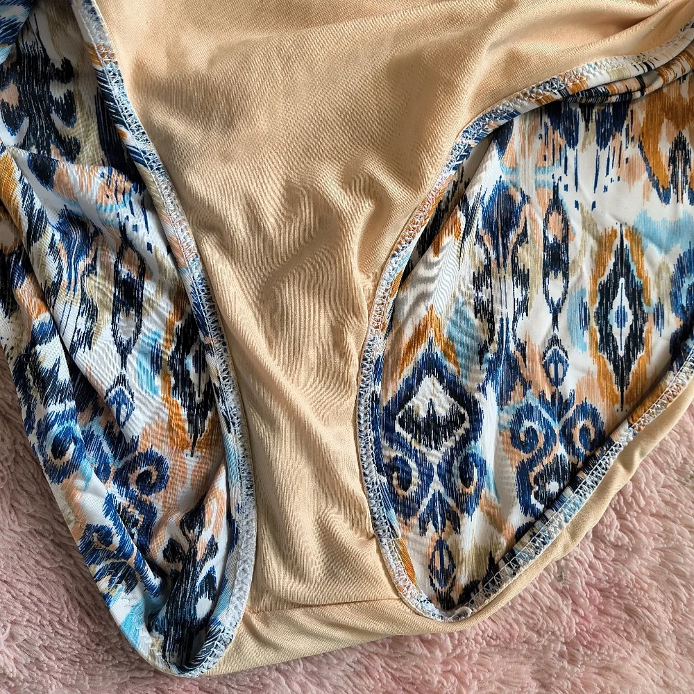 Garnet Hill Blue Print One-Piece Swimsuit    Gently Used.  Size 14